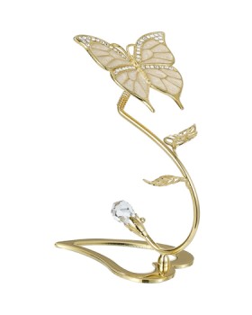 24K GOLD PLATED BUTTERFLY ON SPRING FLOWER  